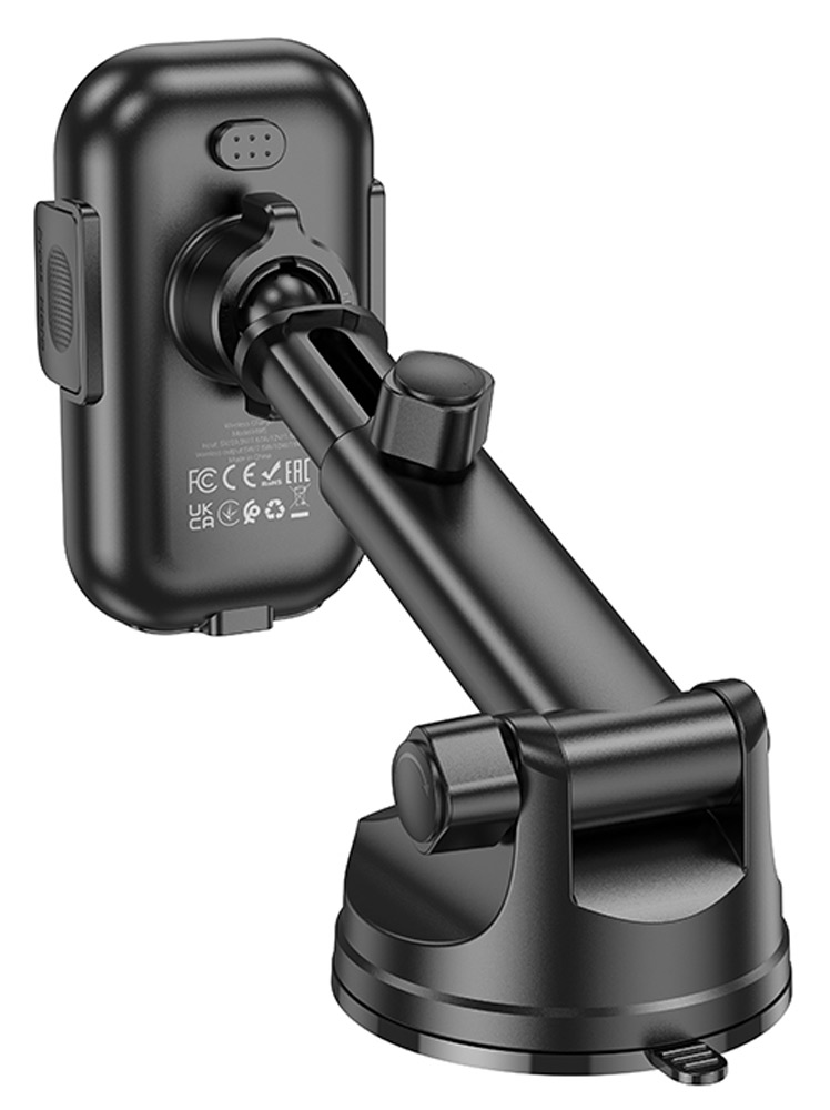 держатель на присоске с беспроводной зарядкой Qi Hoco HW5 Journey wireless fast charging car holder(center console) black