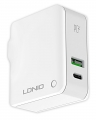зарядное устройство LDNIO A4403C PD+Auto-id Fast Travel Charger + кабель USB - Lightning white