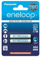аккумуляторы (2 шт.) Panasonic 750 mAh R03/AAA Eneloop-2BL
