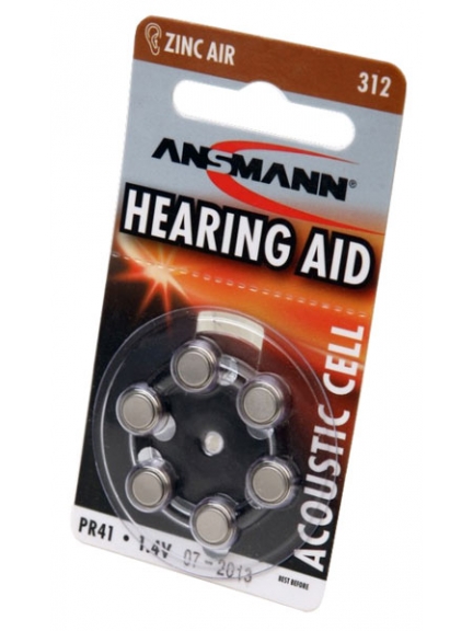 батарейки для слуховых аппаратов Ansmann ZA312/PR41-6BL