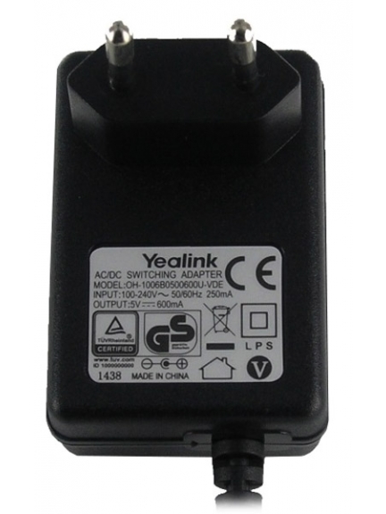 блок питания Yealink для T19/T21/T21 E2/W52P 5VDC, 600mA
