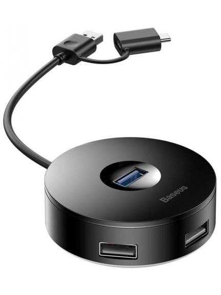 USB хаб с дополнительным питанием Baseus round box HUB adapter 1m