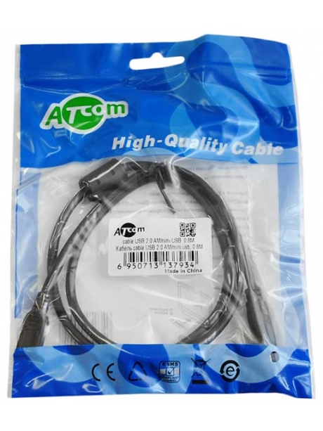 кабель передачи данных ATcom 0.8 m USB(Am)->miniUSB черный