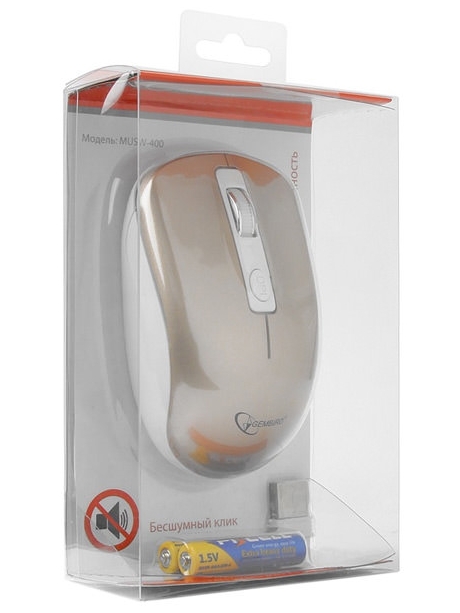 бесшумная беспроводная мышь Gembird MUSW-400 pink gold