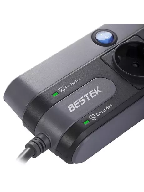 сетевой фильтр Bestek EU power strip MRJ4402 black