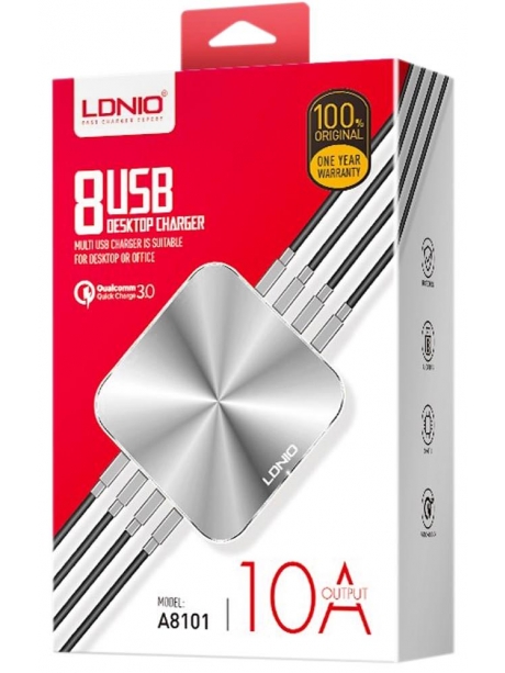 универсальное USB зарядное устройство LDNIO A8101 8USB silver white
