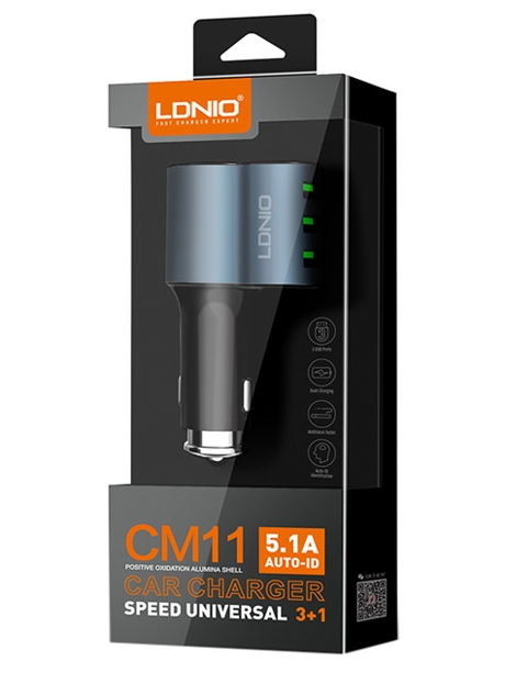 автомобильное зарядное устройство LDNIO АЗУ CM11 3USB*5,1A + micro USB cable black