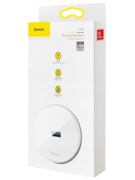 концентратор USB 3.0 Baseus round box HUB adapter white