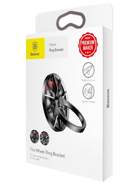попсокет на телефон Baseus Wheel Ring Bracket black + silver