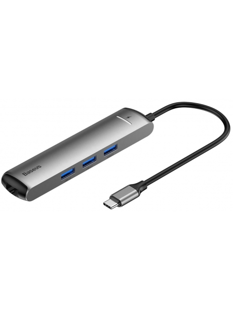 многопортовый адаптер для ноутбука Baseus Six-in-one smart HUB docstation grey