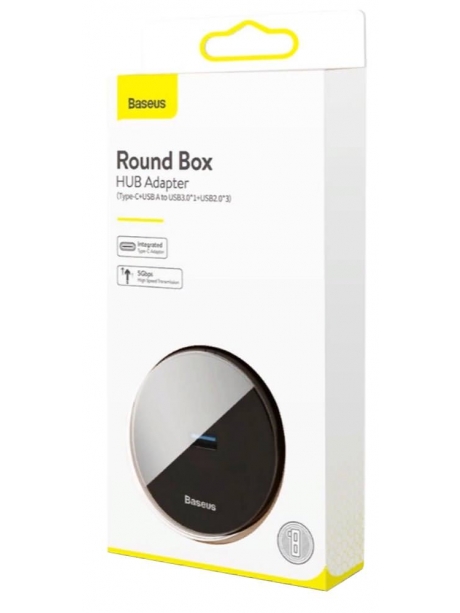 USB хаб с дополнительным питанием Baseus round box HUB adapter 1m black