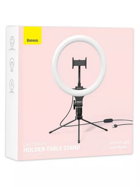 настольная подставка Baseus Live Stream Holder-table Stand (10-inch Light Ring) black