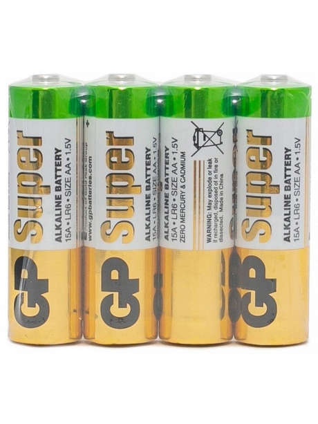 батарейки (4 шт.) GP LR6/AA Super Alkaline 15ARS-2SB4 