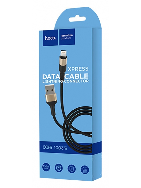 кабель передачи данных Hoco X26 Xpress lightning 1m black &amp; gold