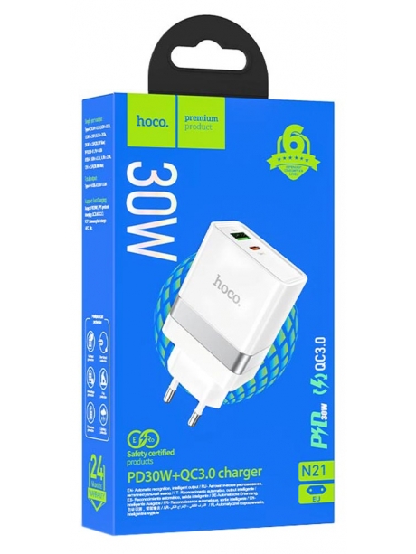 зарядное устройство Hoco N21 Topspeed PD30W+QC3.0 charger white