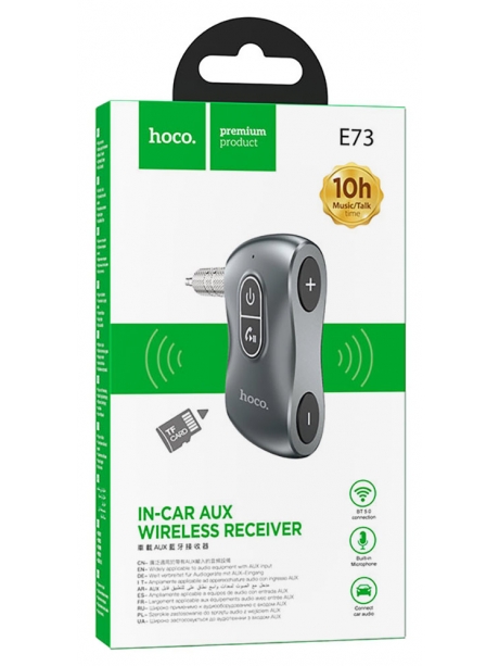 bluetooth AUX аудиоадаптер Hoco E73 Tour Car AUX BT Receiver metal grey