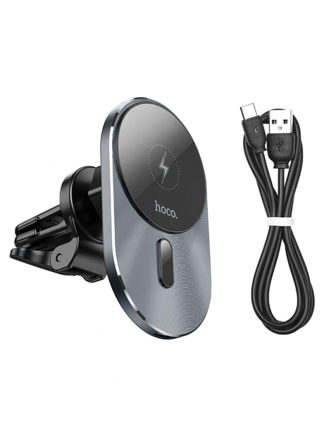 магнитный держатель с беспроводной зарядкой Hoco CA91 Magic magnetic wireless fast charging car holder gray