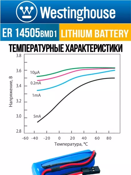 батарейки 3.6 В с коннектором Dupont 2,54 (BLS-2) Westinghouse ER 14505BMD1 (AA) connector 5шт. 
