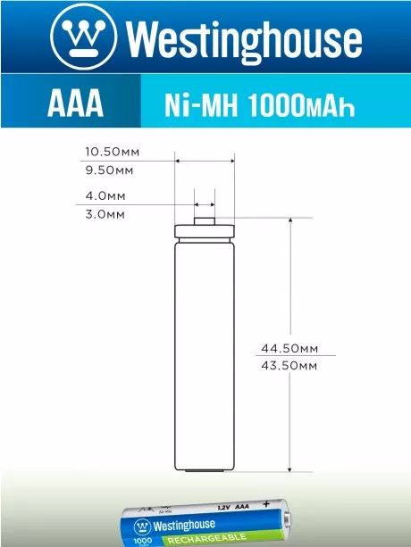 аккумуляторы Westinghouse 1000 mAh  R03/AAA 12шт. 