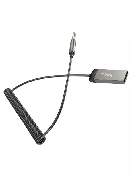 bluetooth аудиоадаптер для автомагнитолы Hoco E78 Benefit car AUX BT receiver with cable metal gray