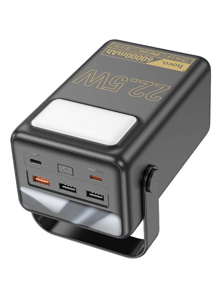 внешний аккумулятор со светильником Hoco J110 Powerful 22.5W compatible power bank(60000mAh) black