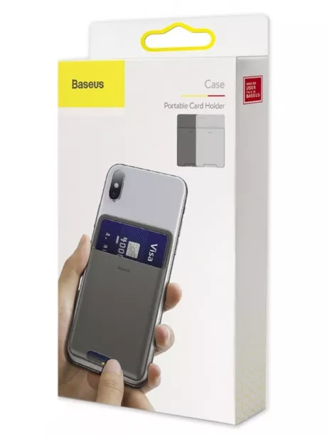 чехол для банковской карты на телефон Baseus Back stick silicone card bag dark grey