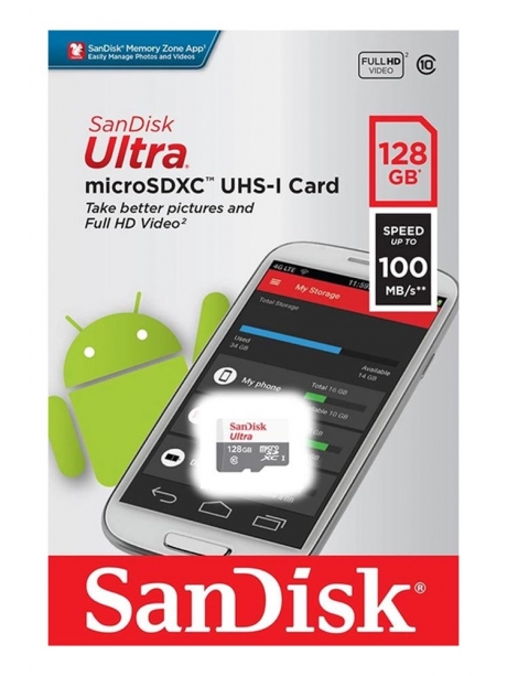 карта памяти SanDisk 128GB microSDXC Cl10 Ultra UHS-I 100Mb/s без адаптера 