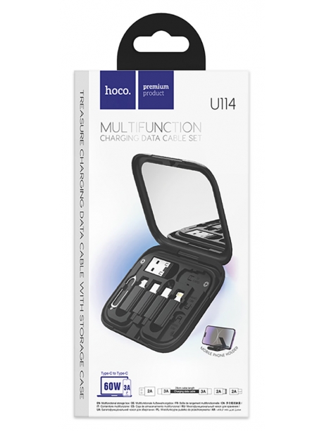 кабель передачи данных Hoco U114 Treasure box storage charging data cable set black