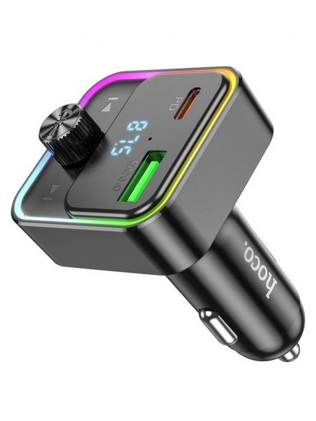 АЗУ с bluetooth FM трансмиттером Hoco E81 Fantasy PD30W+QC3.0 car BT FM transmitter black