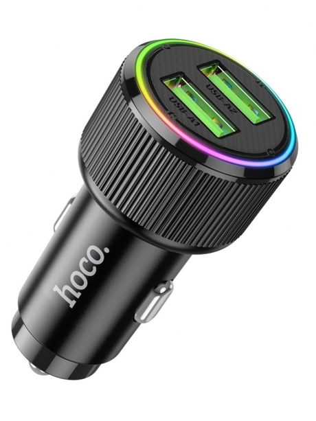 автомобильное зарядное устройство Hoco NZ14 Guerrero 36W dual-port car charger black