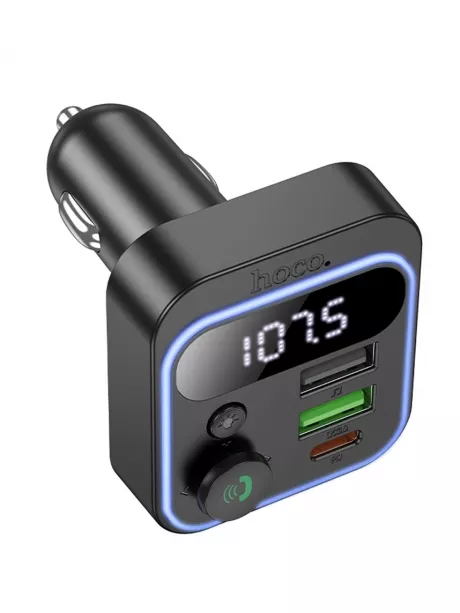 зарядка для телефона в машину с FM трансмиттером Hoco E85 Tiger PD20W+QC3.0 car BT FM transmitter black