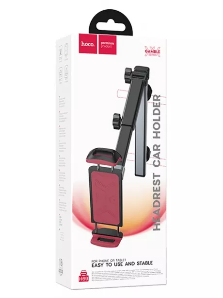 держатель на подголовник Hoco H69 Gamble telescopic tablet car holder (rear pillow) black &amp; red