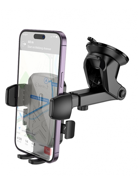 держатель для телефона на торпеду Hoco H65 Gamble one-button car holder (center console) black