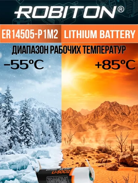 батарейка литиевая Robiton ER 14505-P1M2 (AA) со штырьковыми выводами под пайку 