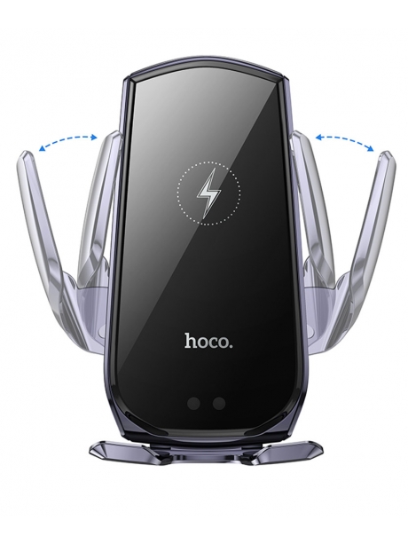 держатель для смартфона с беспроводной зарядкой Hoco CA202 Plus Enlightener infrared induction wireless charging holde black/metal gray