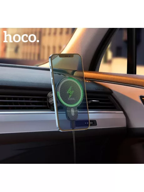 держатель с беспроводной зарядкой MagSafe Hoco CA85 Ultra-fast magnetic wireless charging car holder black