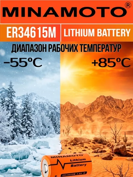 высокотоковая литиевая батарейка Minamoto ER 34615M (D) 