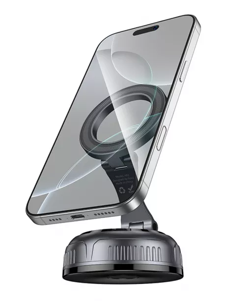 магнитный держатель MagSafe Hoco H92 High vacuum suction cup magnetic holder(universal) black/metal gray