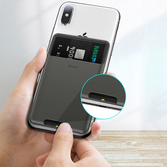 чехол для карт Baseus Back stick silicone card bag​