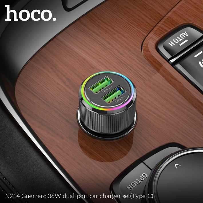 автомобильное зарядное устройство Hoco NZ14 Guerrero 36W dual-port car charger